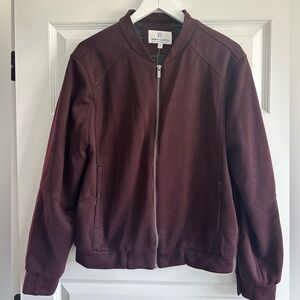 Soft Cloth Men's Wool Blend Knit Bomber Jacket in Burgundy